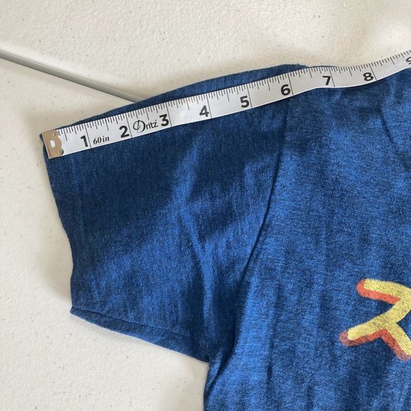 Superman Blue Heather T-Shirt Size XS - Distressed Classic Logo Graphic Tee - Picture 5 of 7